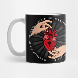 hands with heart locked Mug